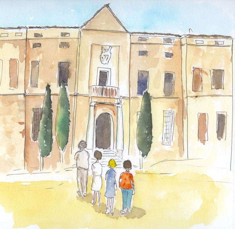 Mis hermanos, mi cuñada y yo en frente del palacio del marqués de Santa Cruz