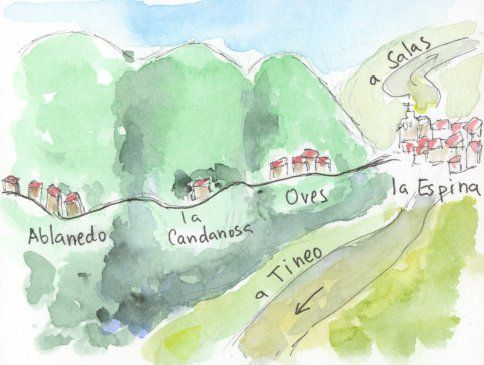 Pueblos de la parroquia de La Espina estudiados en los censos, falta el Posadoiro