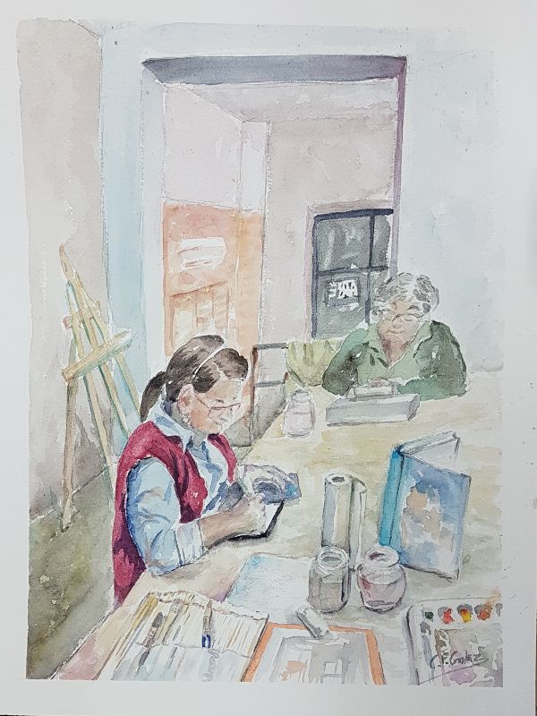 Clase de acuarela en La Artelería