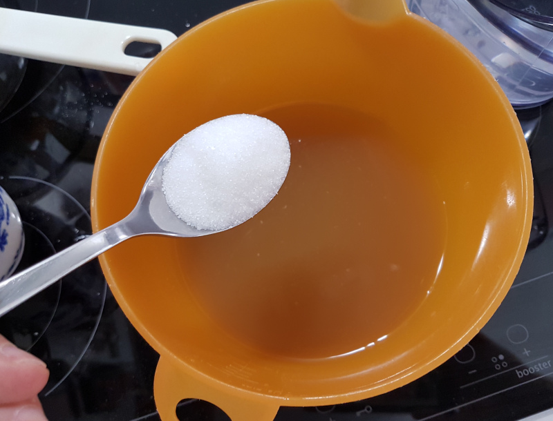 azúcar en agua de cocer alholvas
