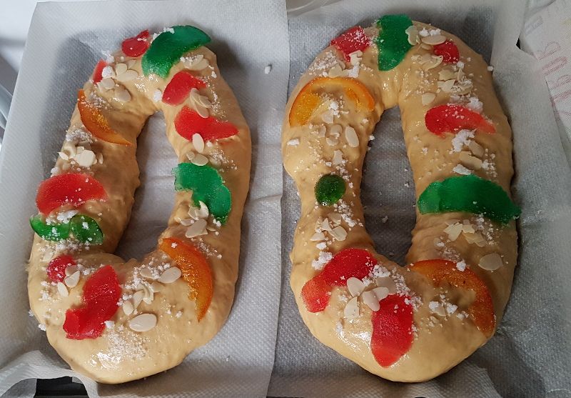 roscón de reyes antes de hornear